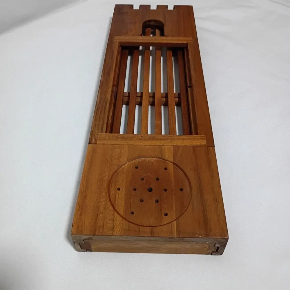 Teak Bathtub Caddy Tray Adjustable iPad Book & Wine Holder Spa Bath 20-33.5”
